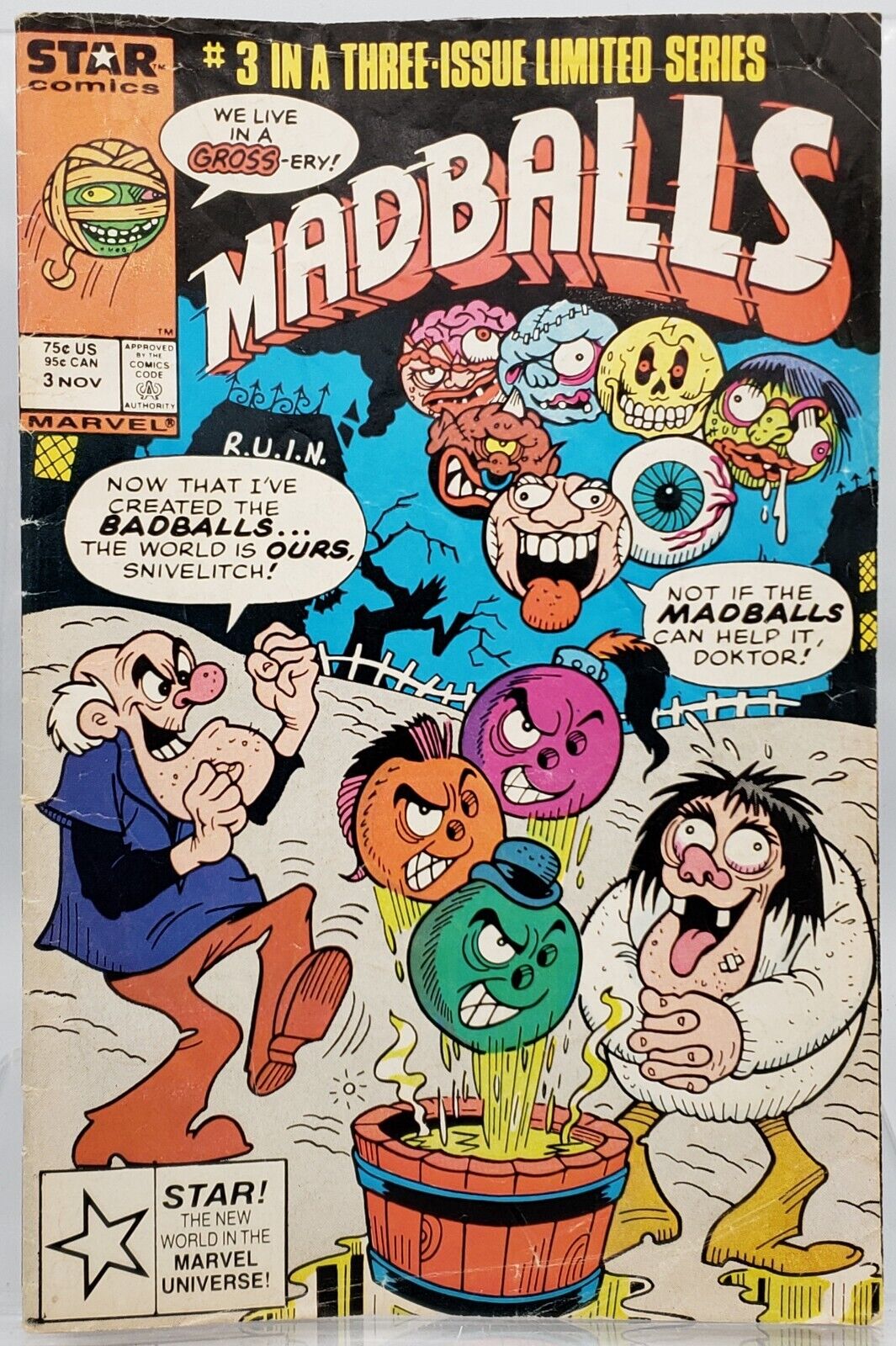 Madballs #3 Star Comic Marvel Comic Book 1986 Limited Series Badballs Snivelitch
