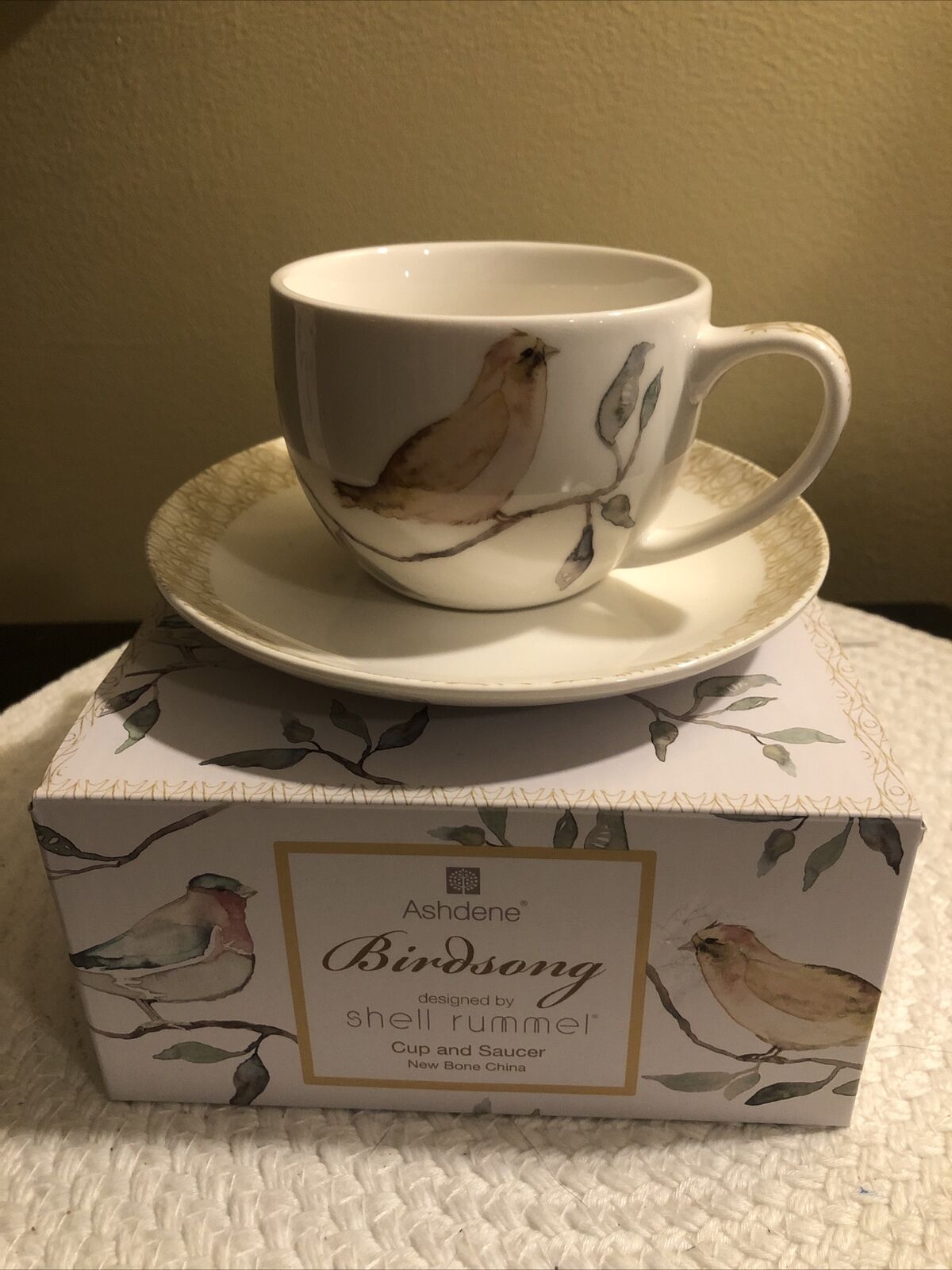 Ashdene -2￼ Tea Cups And Saucers (Birdsong) New Bone China -shell rummel - Desig
