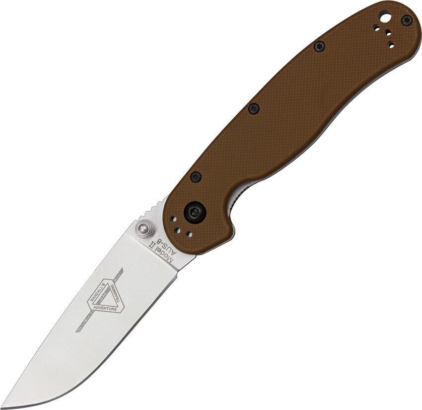 Ontario Rat II Linerlock Coyote Brown Folding AUS-8 Stainless Knife
