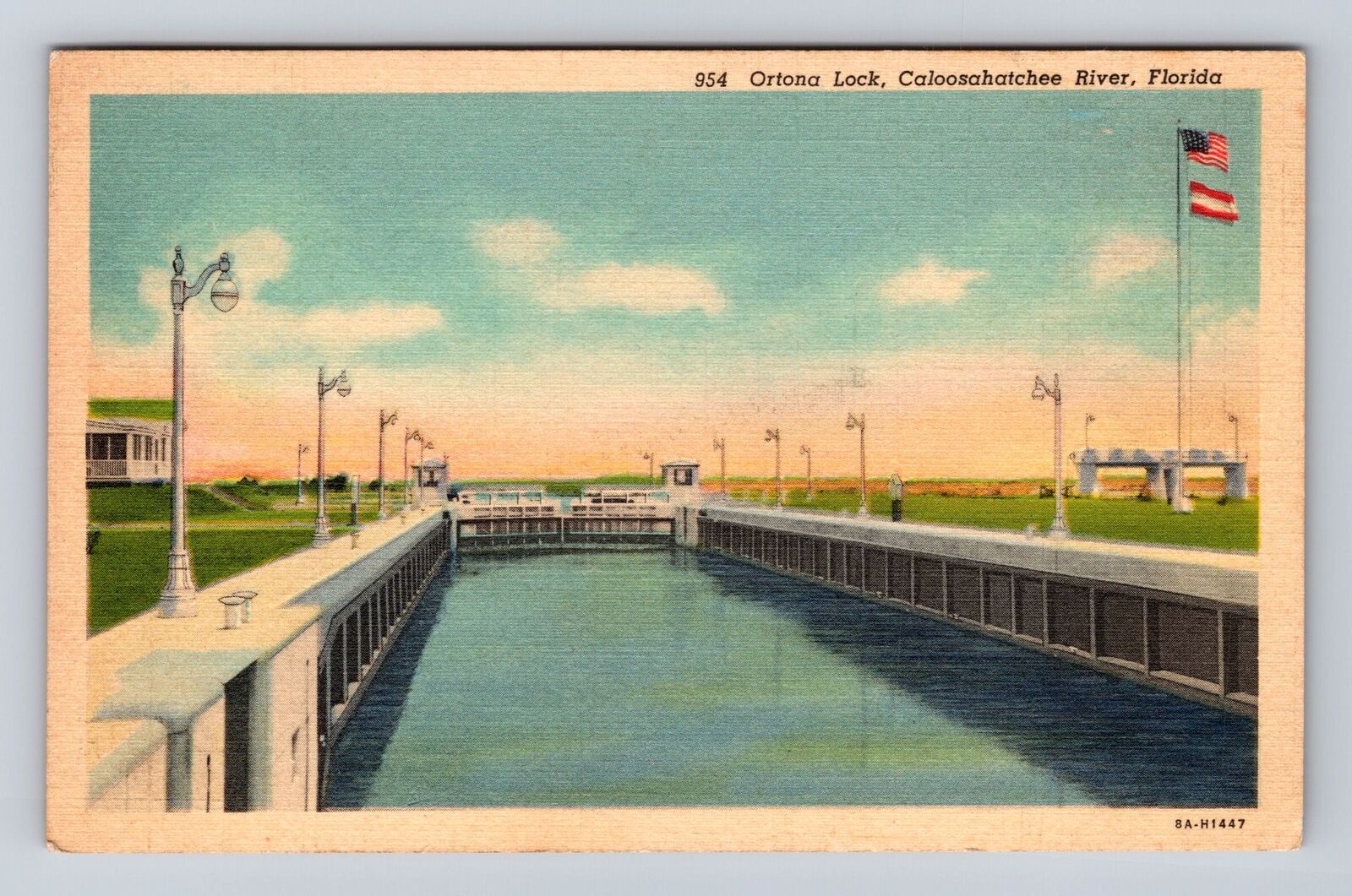 Caloosahatchee River FL-Florida, Ortona Lock Antique, Vintage Souvenir Postcard