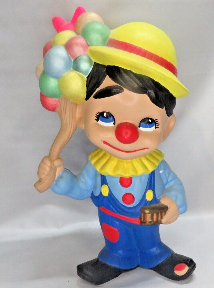 Ceramic Smiling Clown Boy Selling Balloons Vintage Hand Painted Rare LB