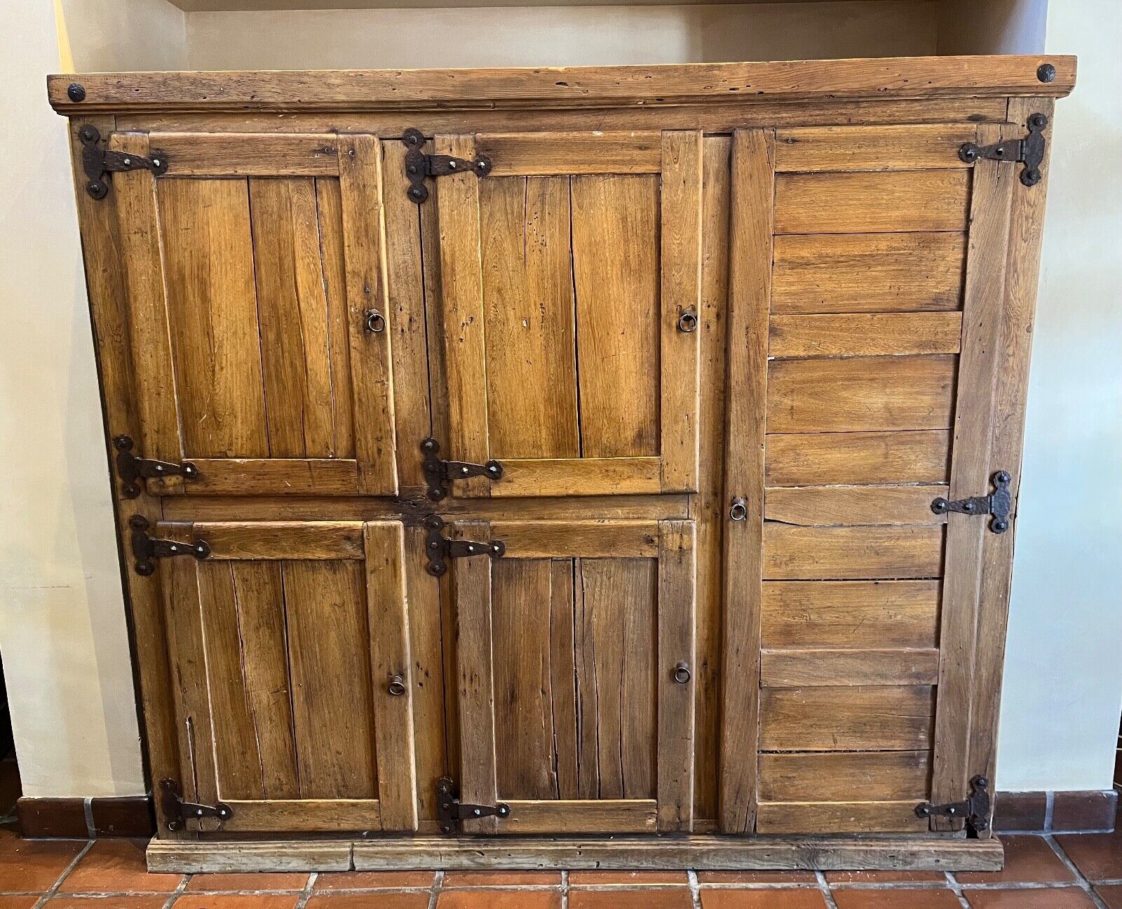 Early 1900s Large Wooden Ice Box Converted to Wine Storage