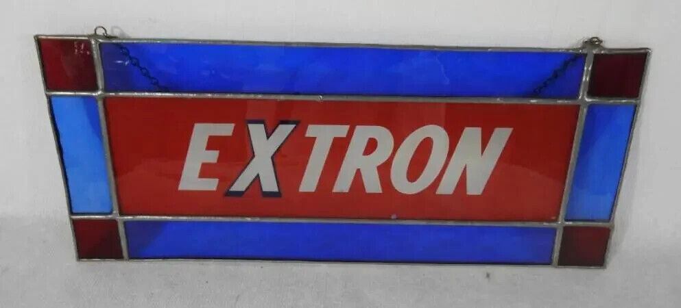 1960s SOHIO Extron Stained Glass Ad-Glass Gas Pump Enron Very Rare Advertisement