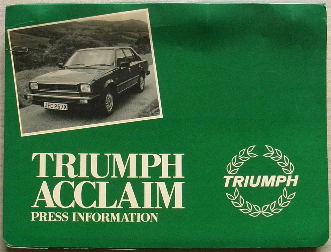 TRIUMPH ACCLAIM Car Press Information Pack Photos Oct 1981