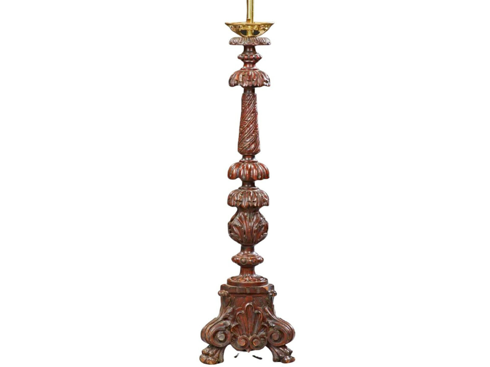 Lamp, Table, Carved Mahogany, Elaborately Carved, E. 1900s, , Vintage / Antique