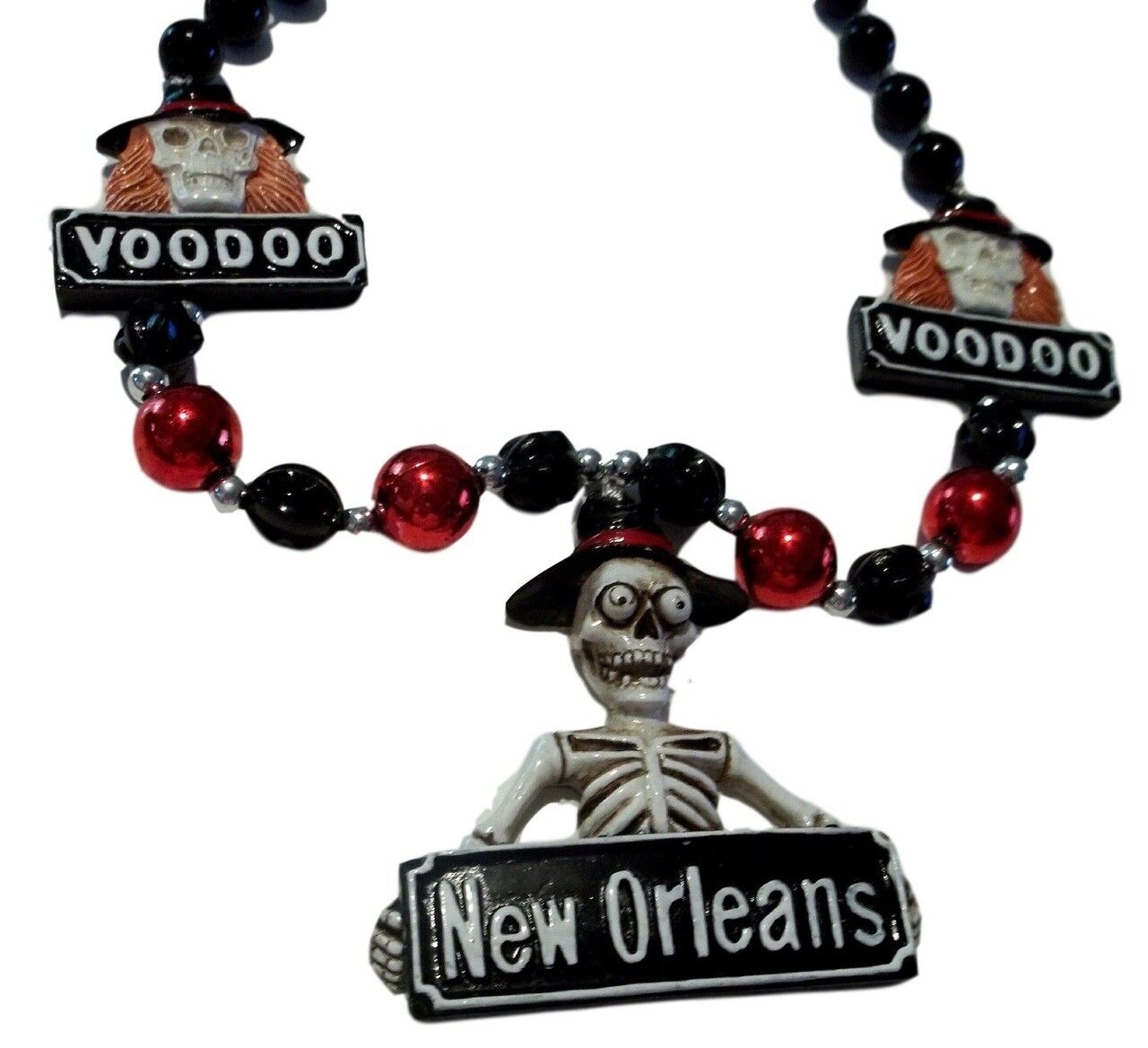 Voodoo New Orleans Skeleton Mardi Gras Necklace Beads Bead