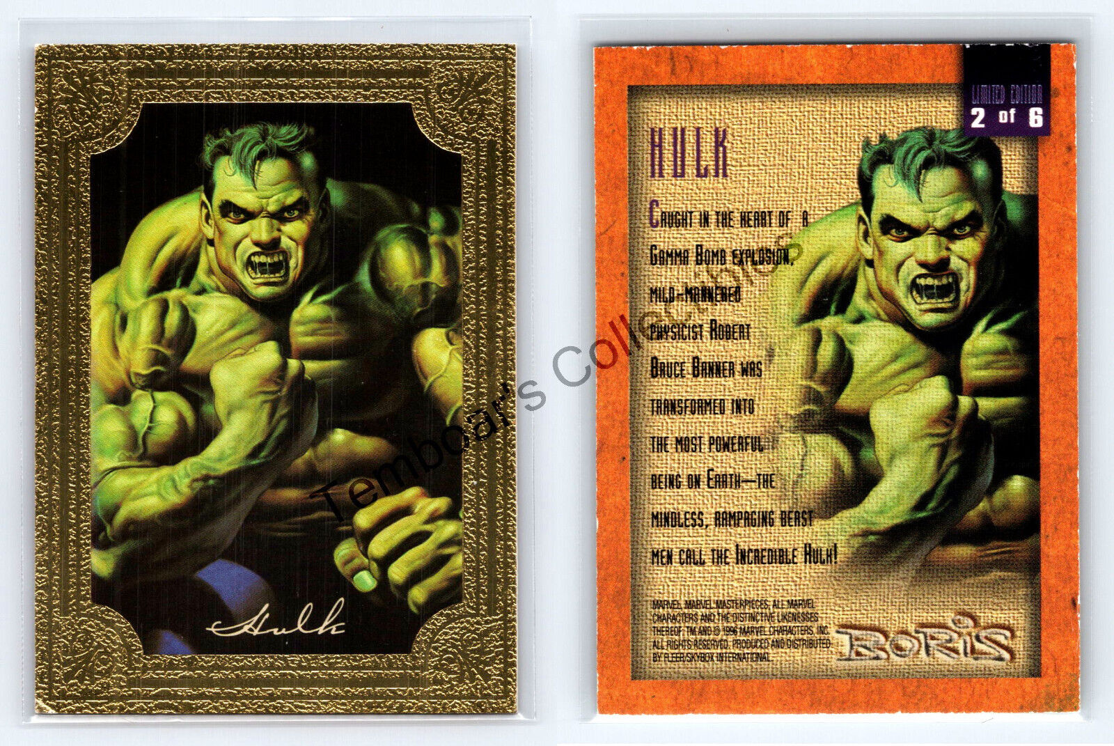 Hulk #2 of 6 ✨ 1996 Marvel Masterpieces ✨ Artwork by Boris Vallejo  ✨Gold Galery