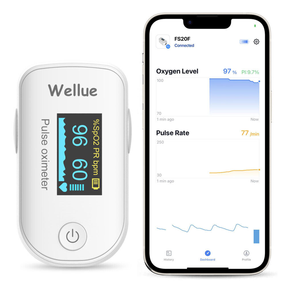 Bluetooth Finger Pulse Oximeter Measures Pulse Rate, Blood Oxygen Saturation