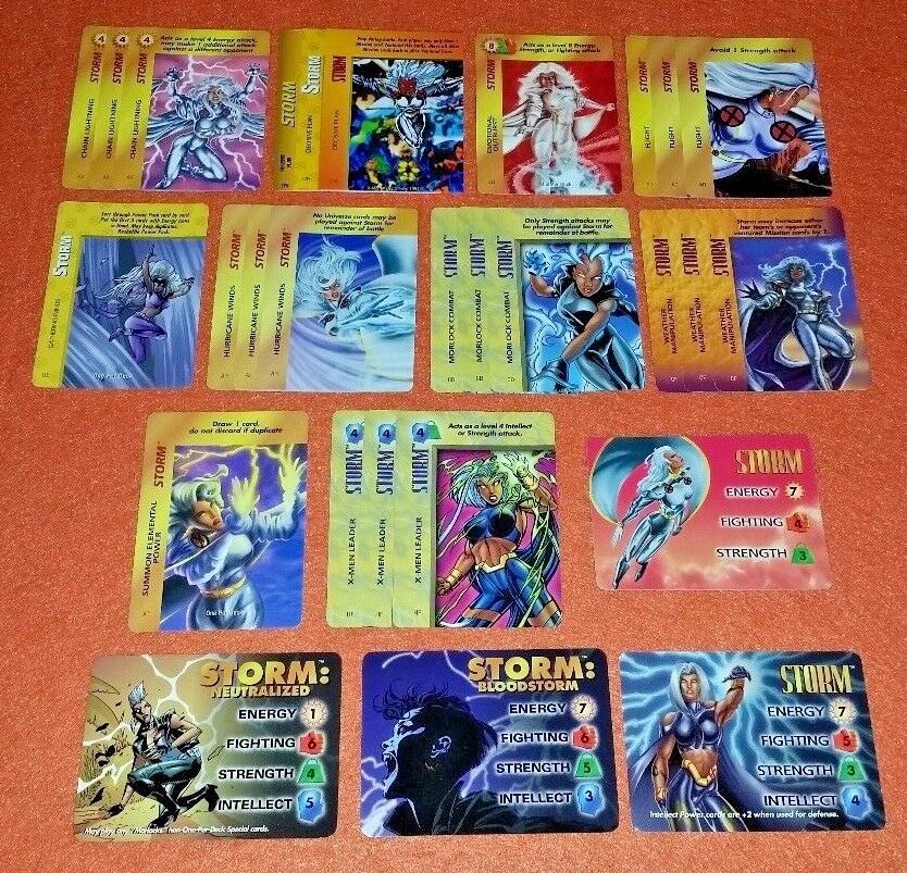 Marvel OVERPOWER STORM PLAYER SET 4 char IQ 21 sp Gathering Winds MegaPower +3