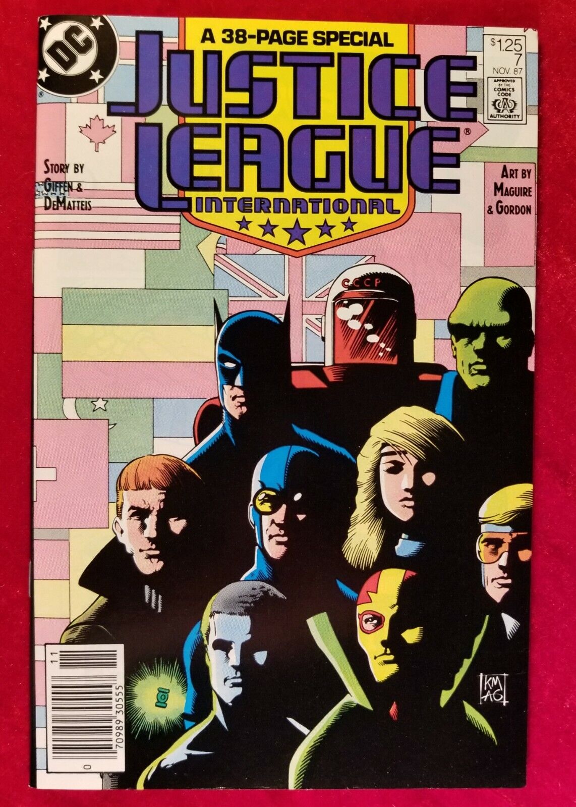 1987 Justice League International #7 NEWSSTAND NM Bruce Wayne Batman App 80s vtg