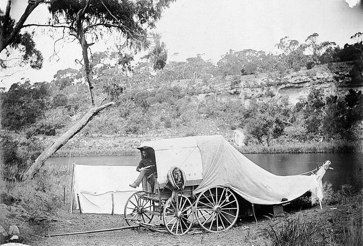 Glenelg River Victoria Mar 1900 Fishermen 's camp Australia OLD PHOTO