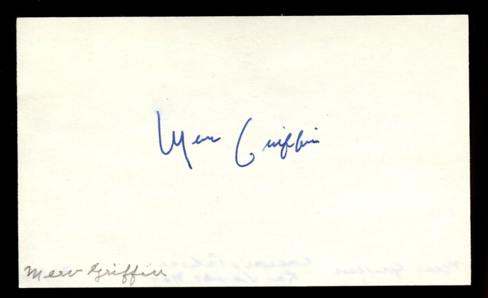 Merv Griffin d2007 signed autograph 3x5 Creator Wheel of Fortune & Jeopardy R657