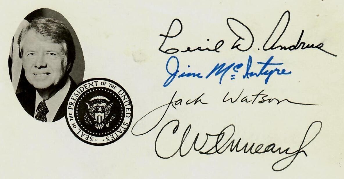 “Jimmy Carter's Advisors Presidential LOGO Envelope Signed X4