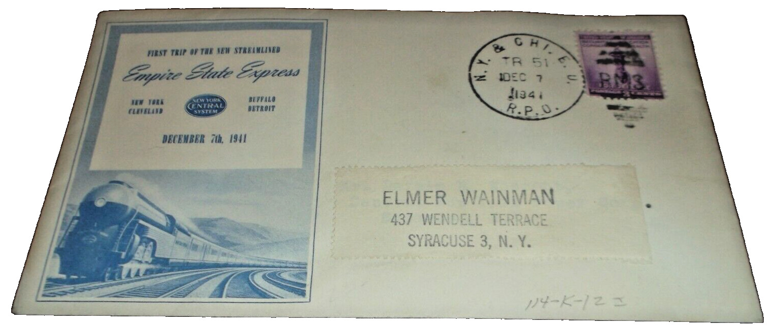 1941 HISTORIC NEW YORK CENTRAL NYC THE EMPIRE STATE EXPRESS PEARL HARBOR DAY H