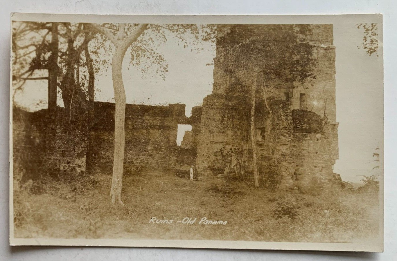 ca 1920s Panama RPPC Real Photo Postcard Old Panama Ruins buildings historic AZO