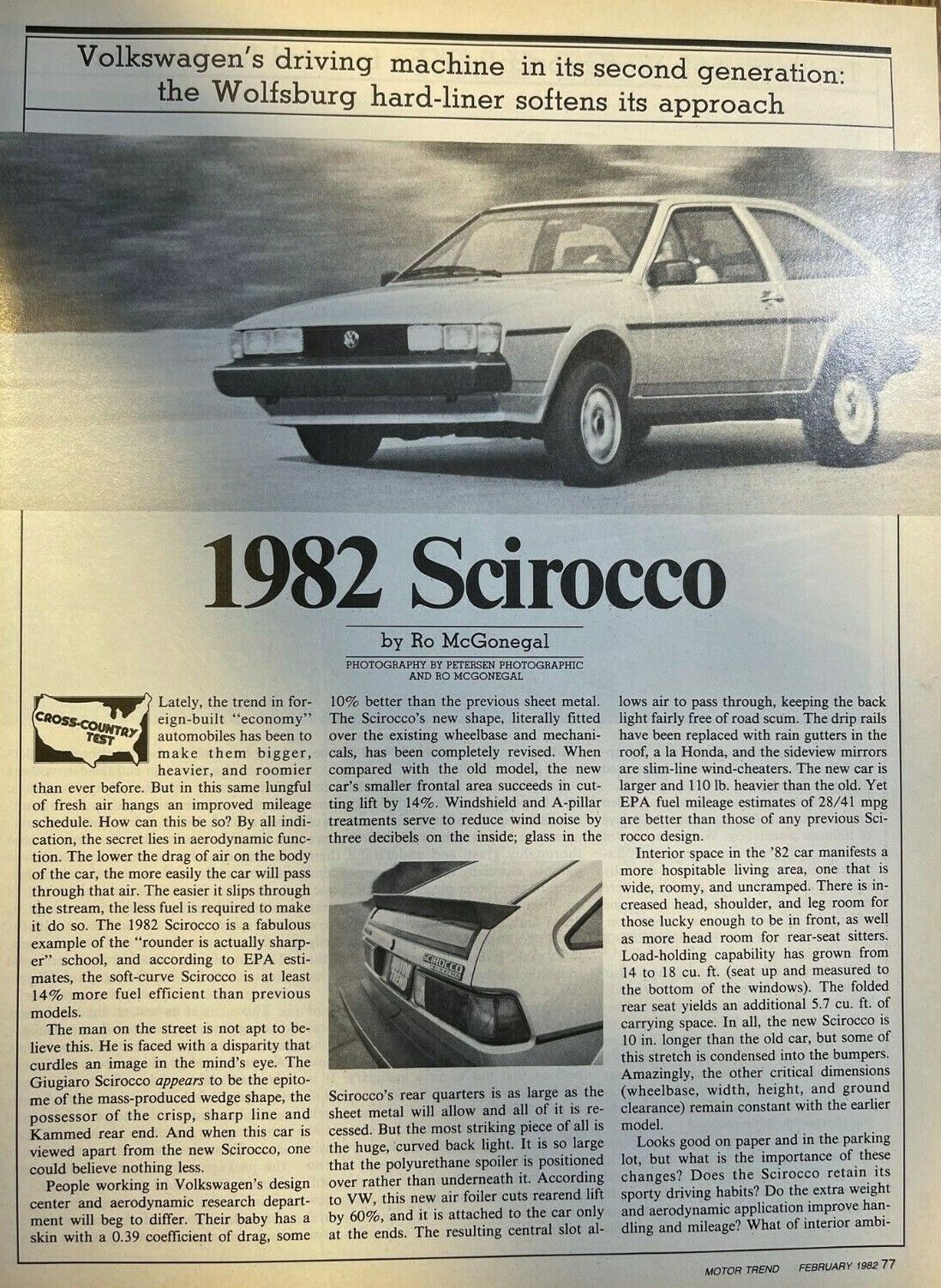 1982 Road Test Volkswagen Scirocco illustrated