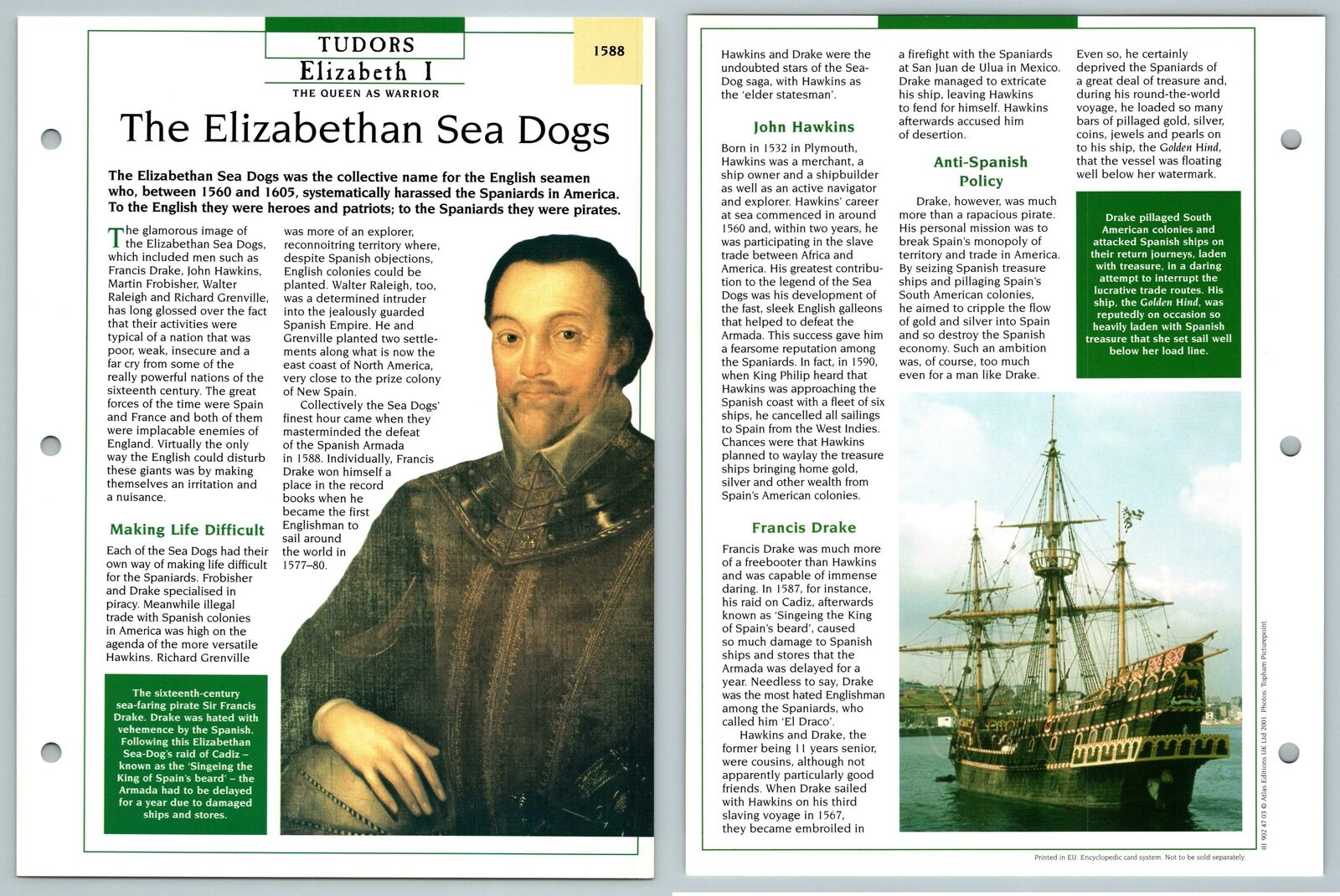 Elizabethan Sea Dogs - 1588 Tudors Atlas Kings & Queens Of GB Maxi Card