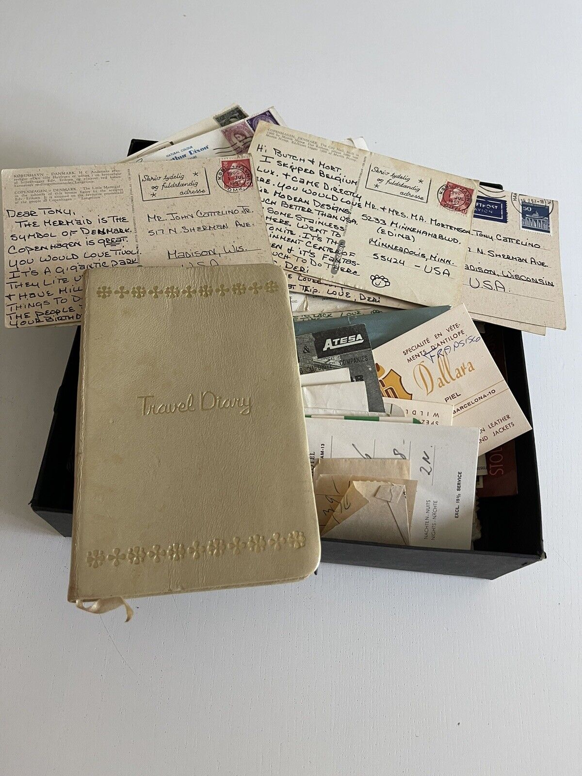 1967 Travel Diary, Post Cards & Other Misc Travel Ephemera.  Brochures, Tickets