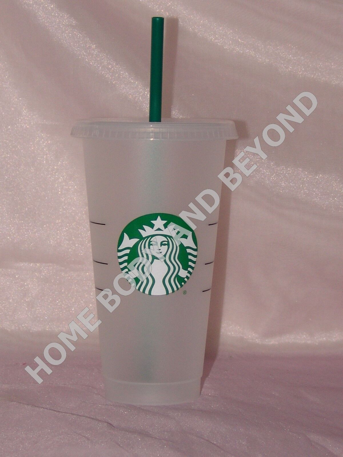 STARBUCKS Reusable Venti 24 OZ Frosted Ice Cold Drink Cup With Lid & Straw
