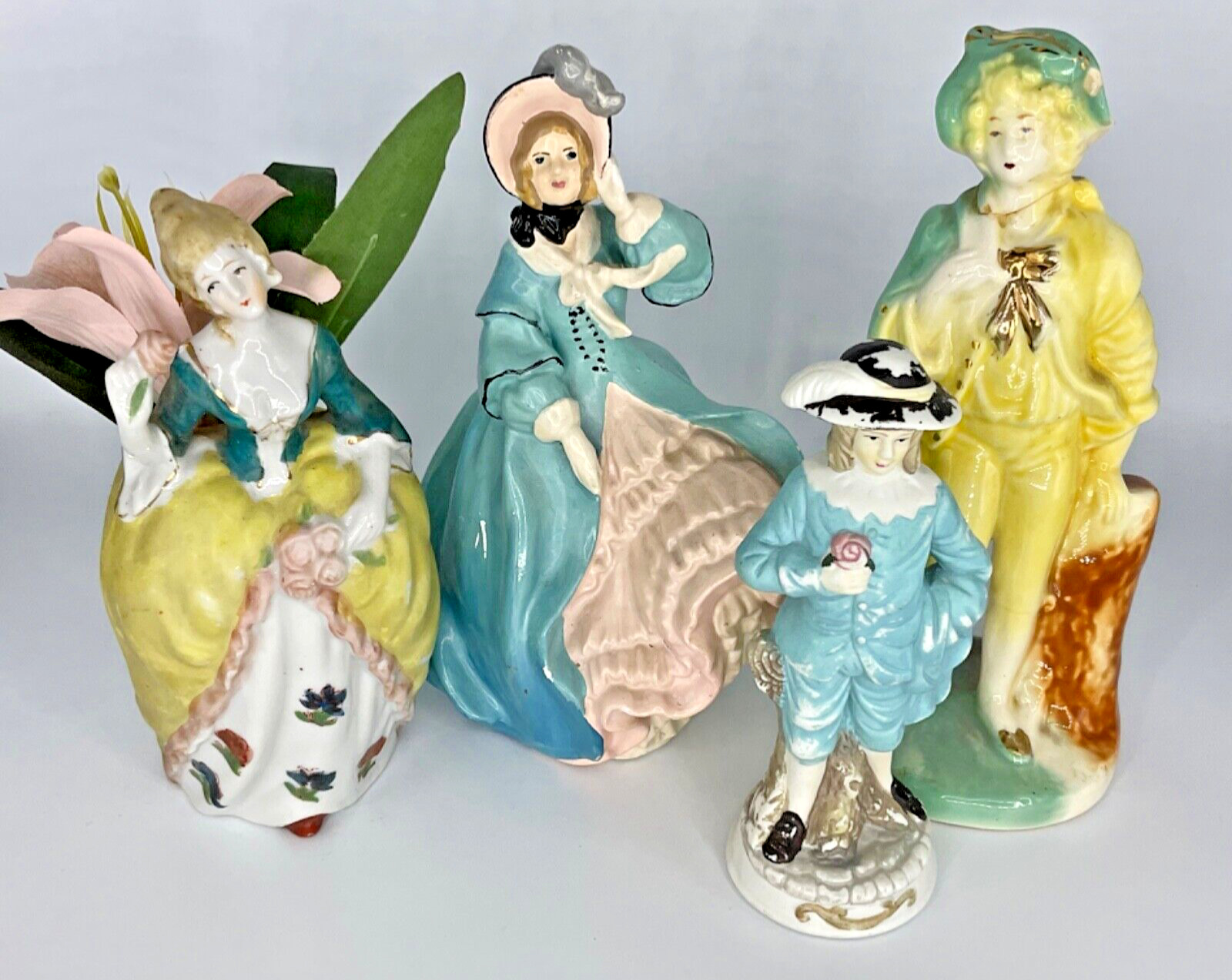 Vintage Figurine Lot Porcelain Victorian Ladies and Men Art Deco Japan