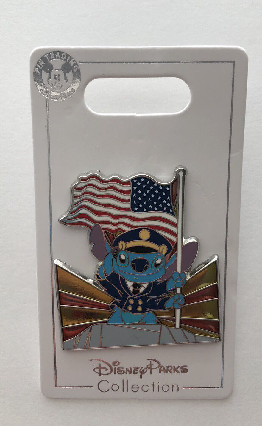 Disney Stitch Pin Saluting American Flag Wearing Security Marine Uniform Pin New