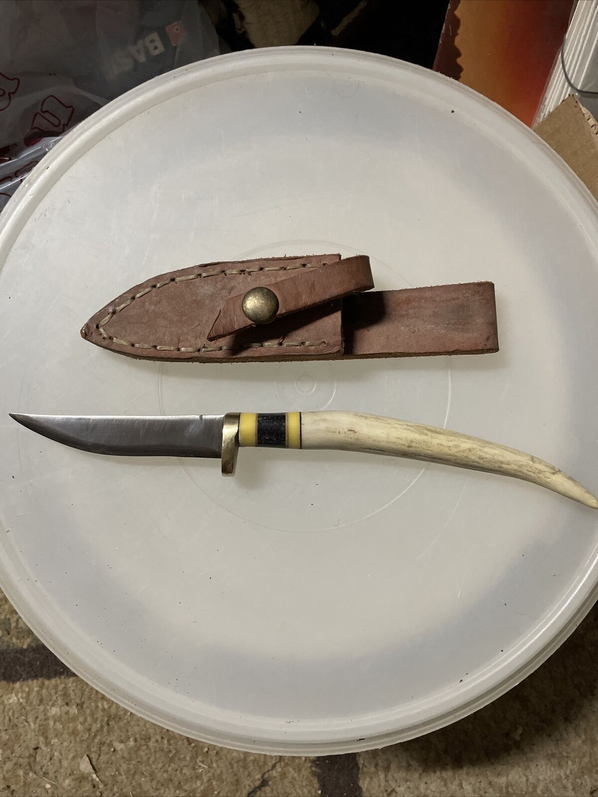 VINTAGE CUSTOM 3.75” Blade HANDMADE DEER ANTLER KNIFE HANDLE 10'' Long