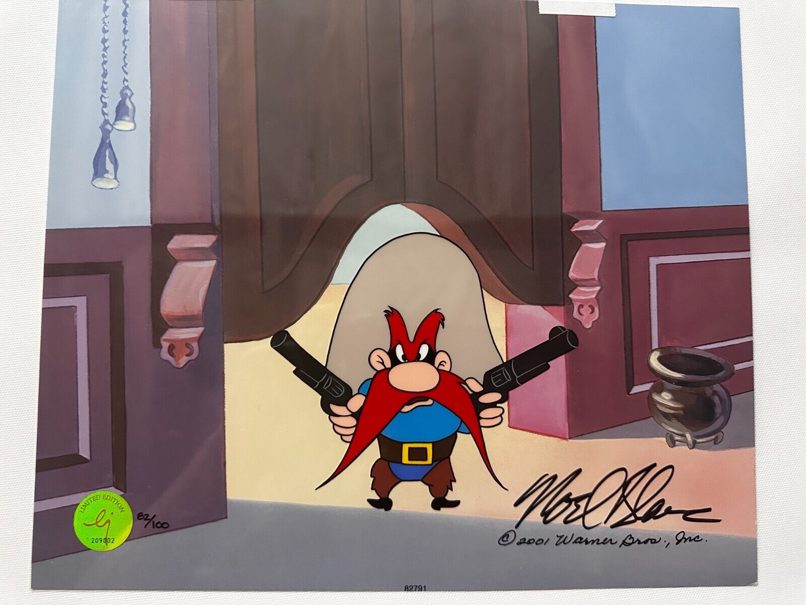 Yosemite Sam Animation Cell Hand Signed by Noel Blanc Limited Edition 84/100