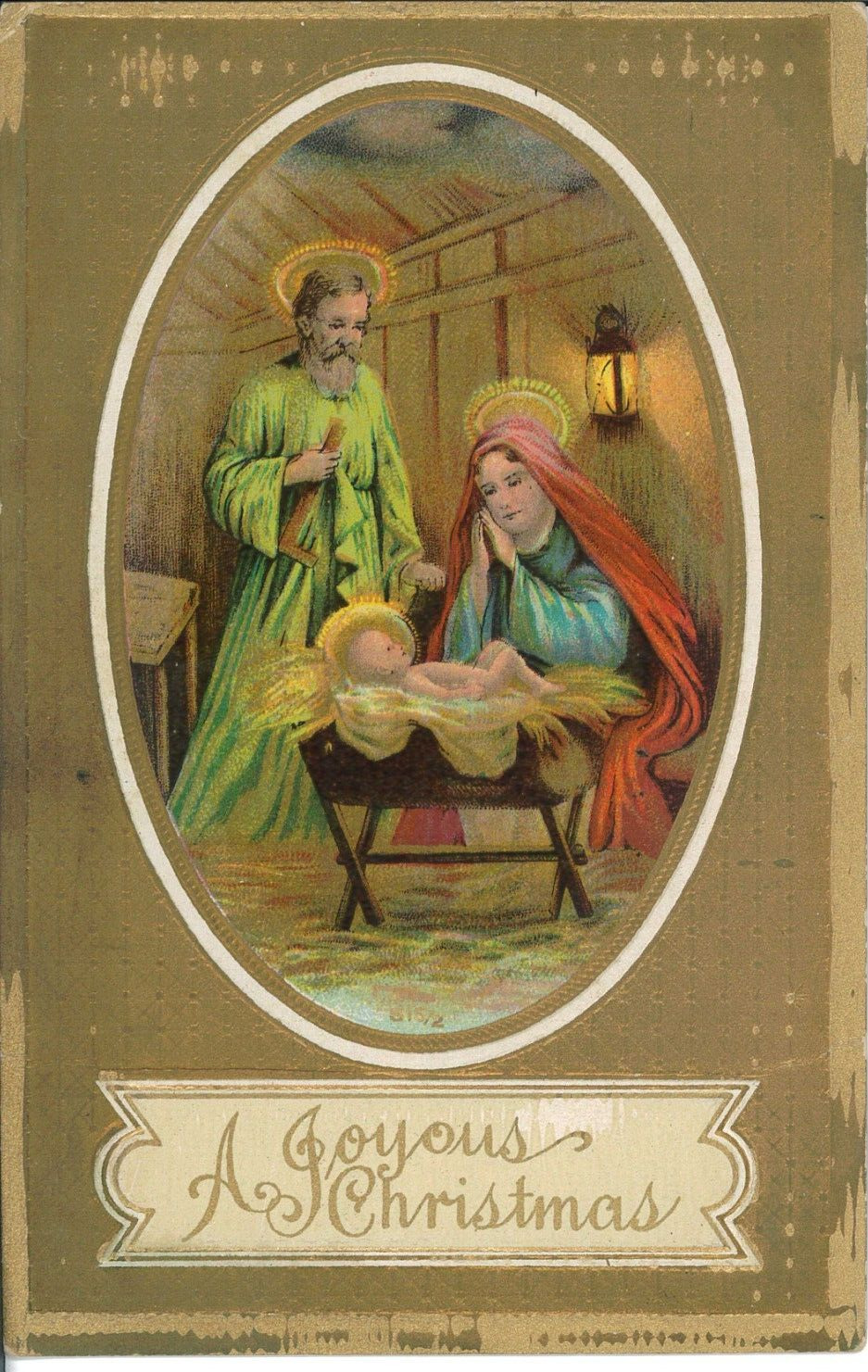 1911 Christmas Jesus Christ Manger Nativity Antique Vintage Postcard Holiday