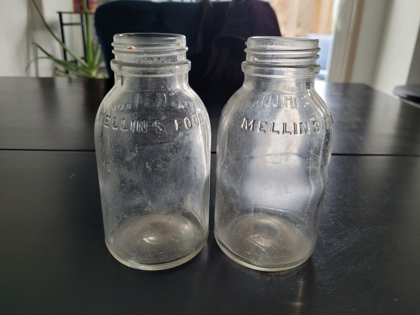 Antique Mellin's Food Clear Glass Condiment Jar Lot Of 2