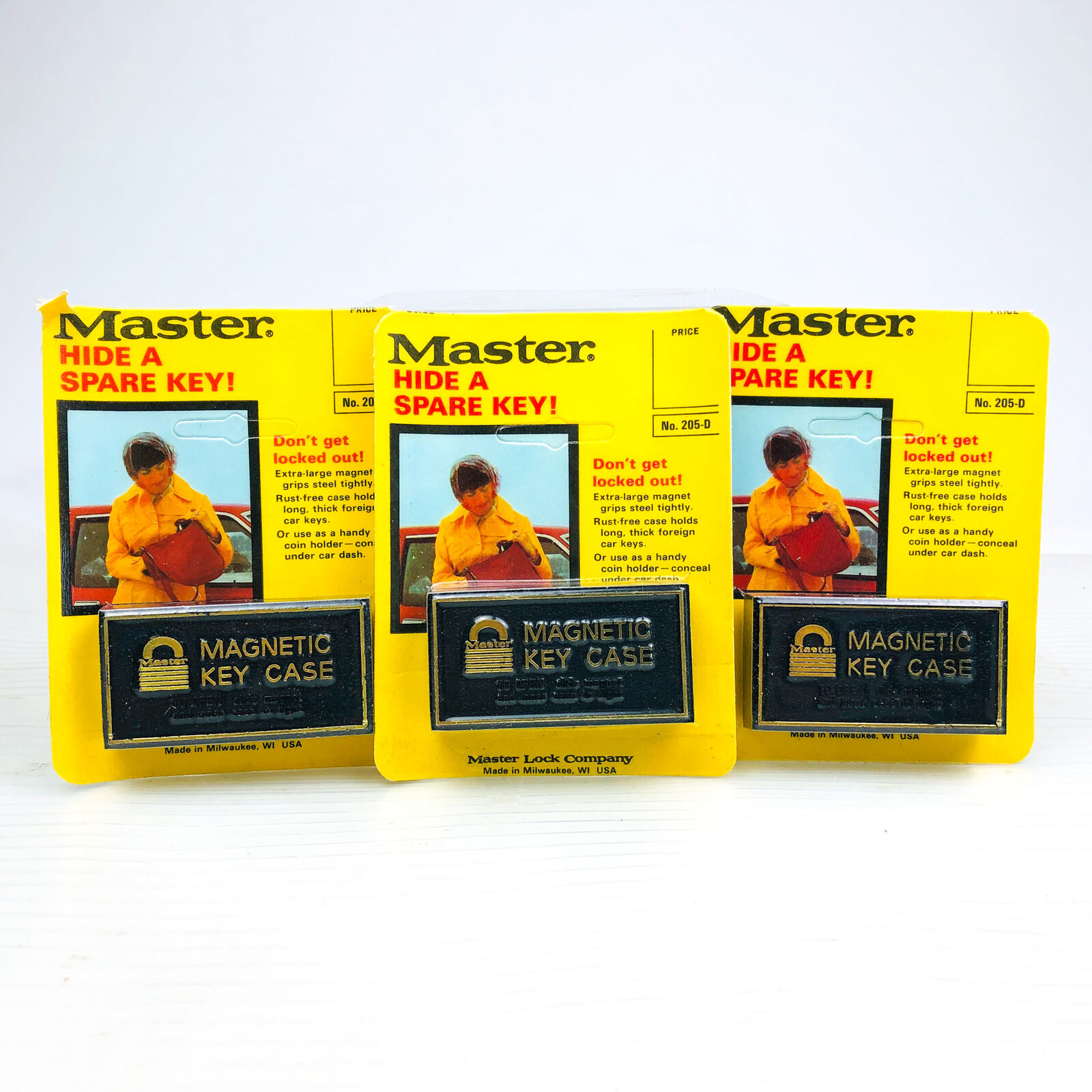 3pk Vintage Master Magnetic Key Case Hide A Spare Key 205-D 2-3/4\