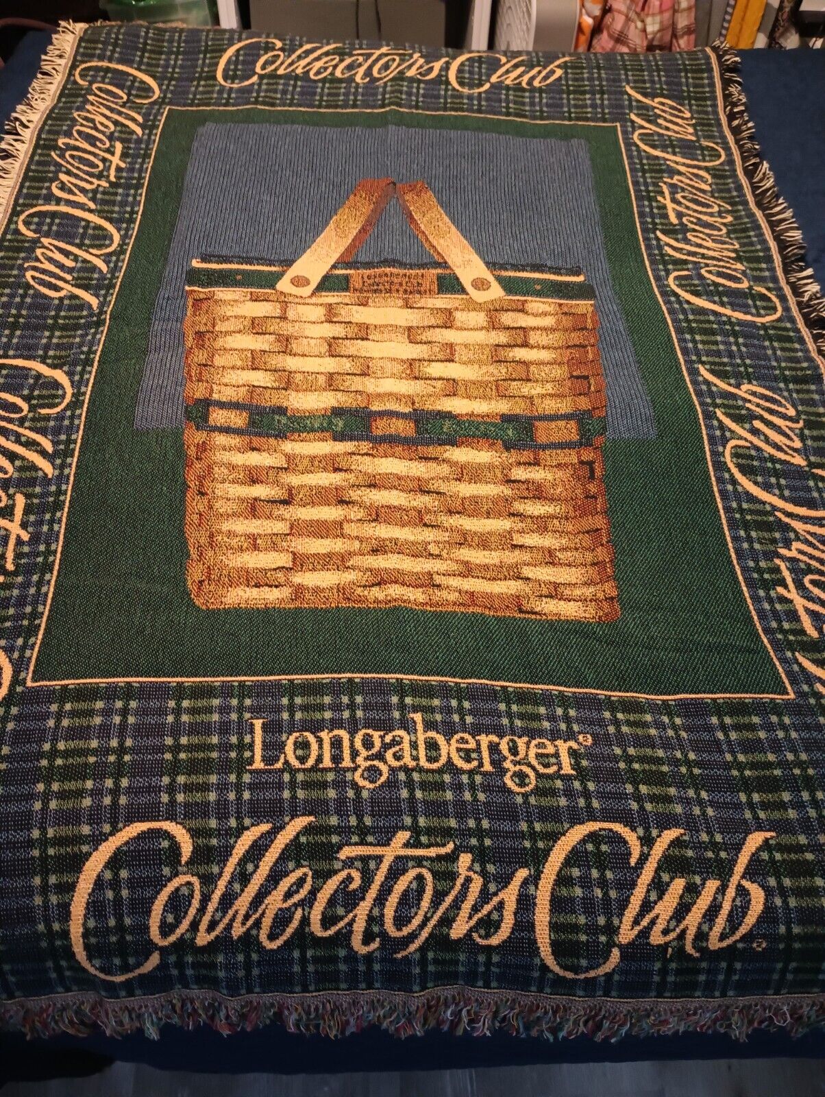 1999 Longaberger Collectors Club Throw Blanket Tapestry  46” x67” 