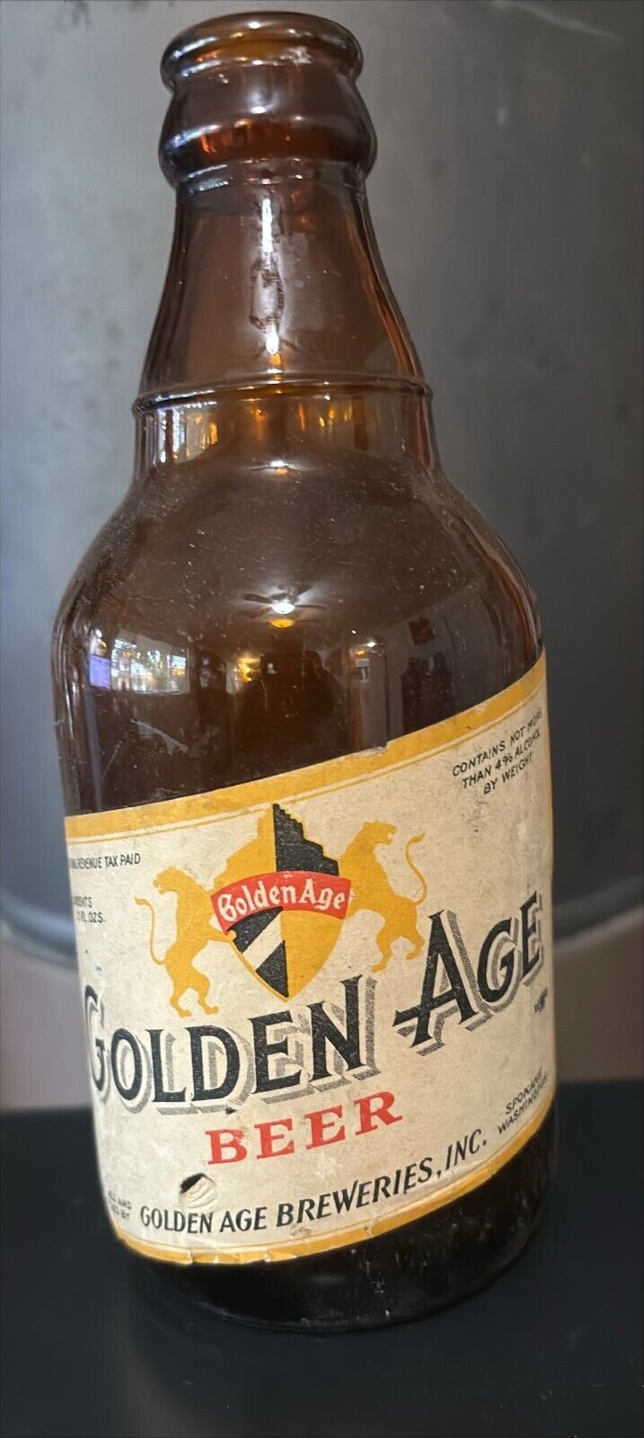 Vintage 1930\'S  GOLDEN AGE BEER 11oz Bottle Spokane WA.  I.R.T.P.