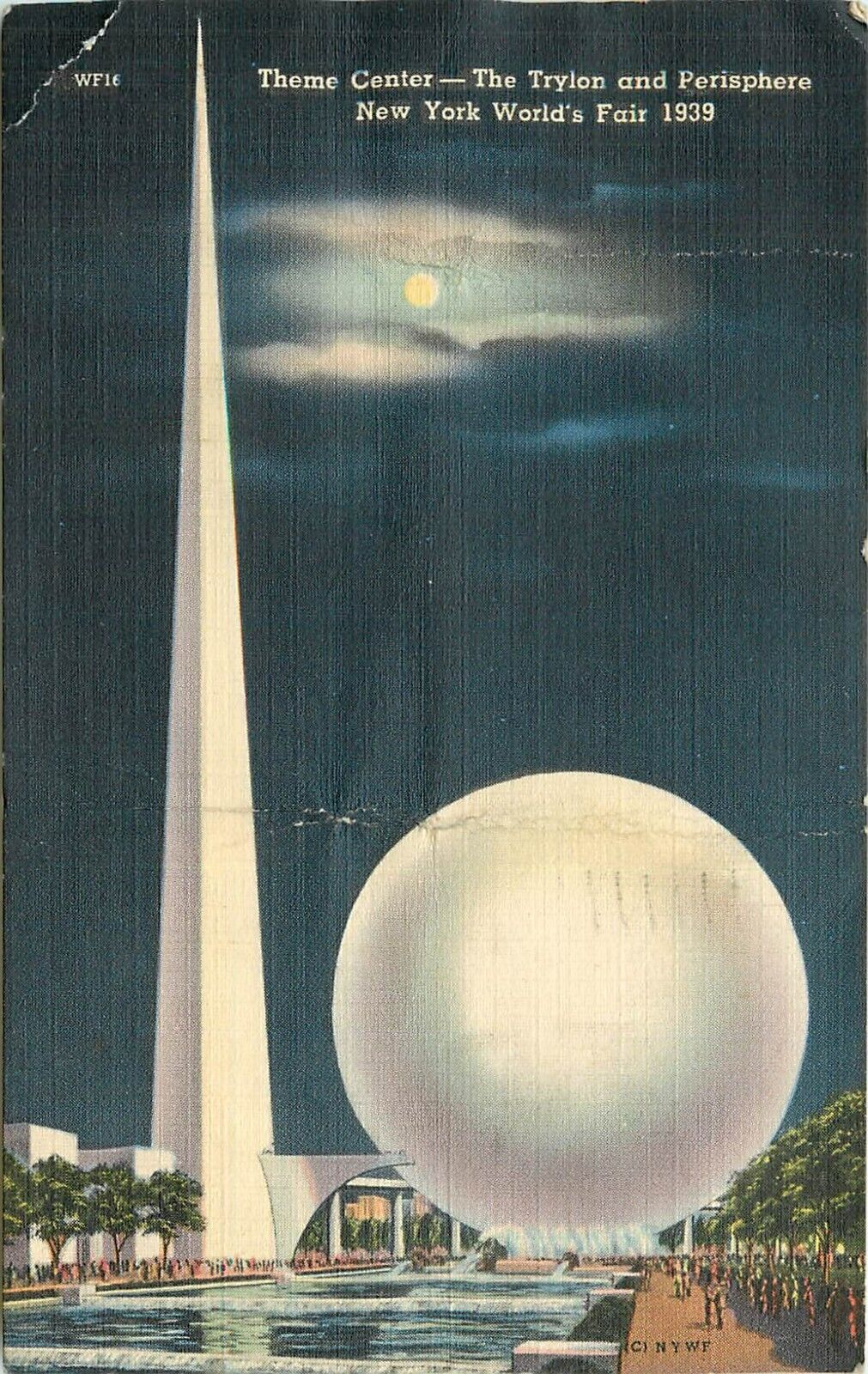1939 Worlds Fair New York Theme Center and Perisphere pm 1940 Postcard