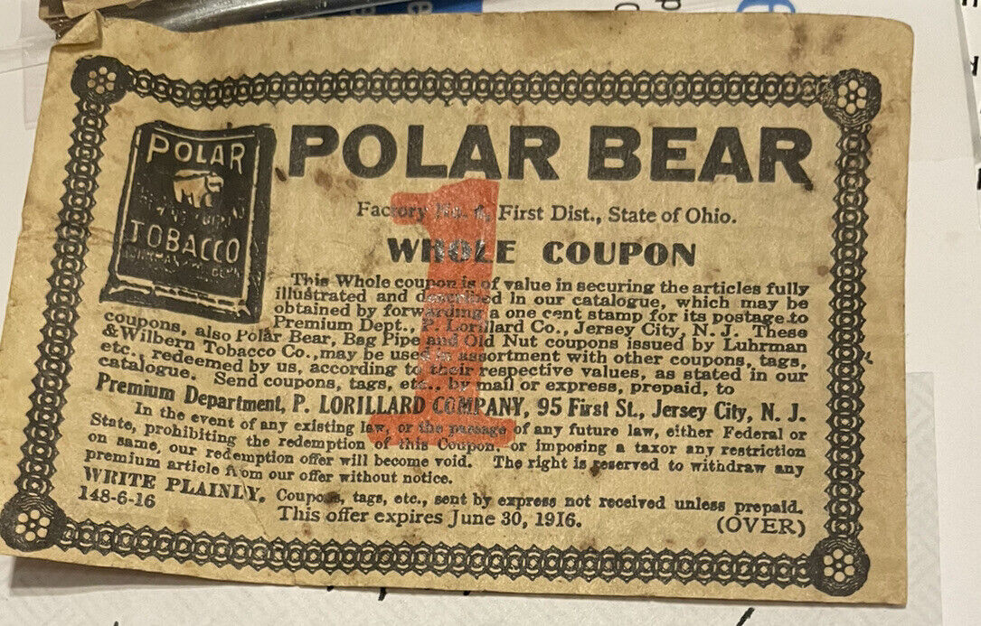 Vintage Polar Bear Tobacco Coupon Lot Of 5
