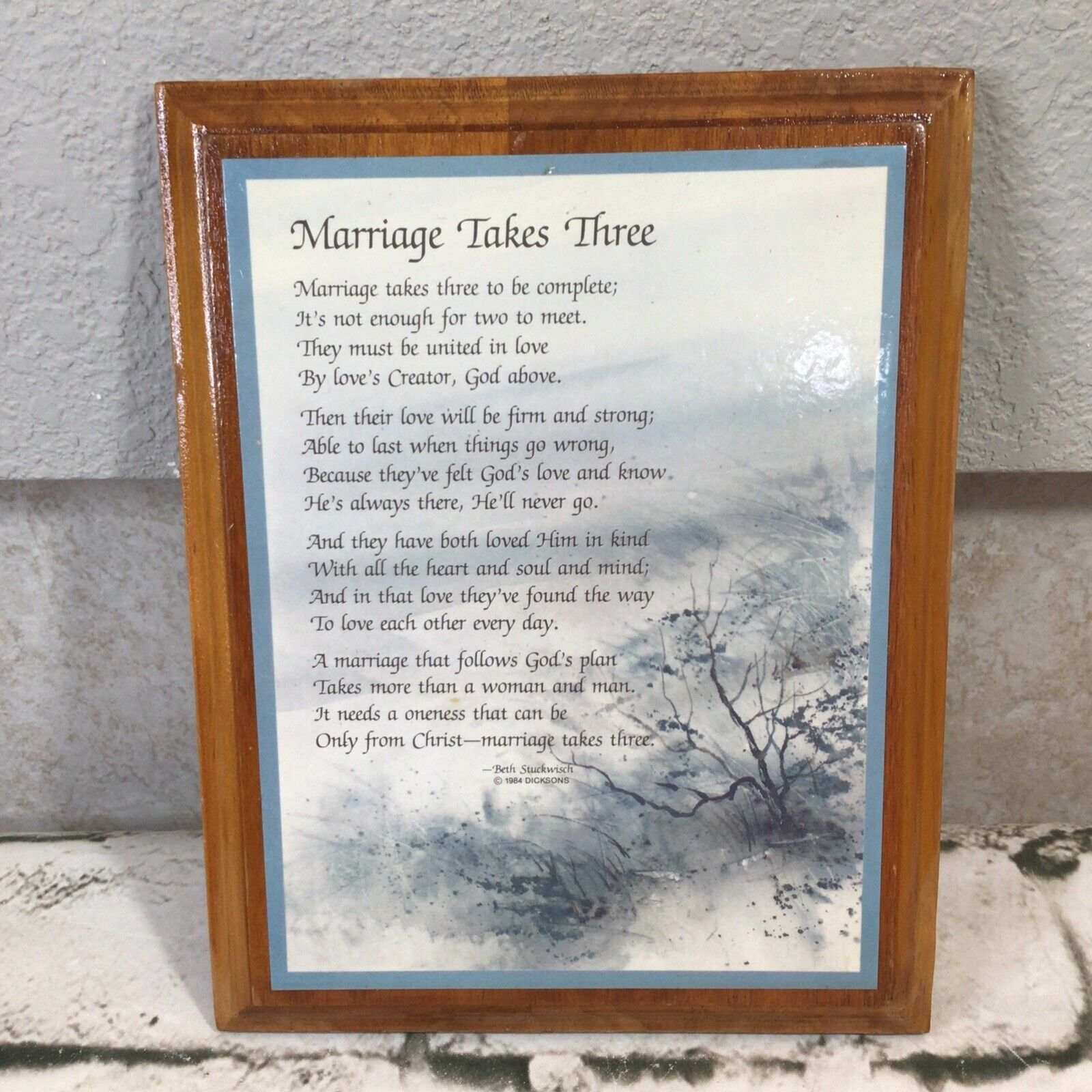 Wooden Plaque Christian Poem Marriage Takes 3 