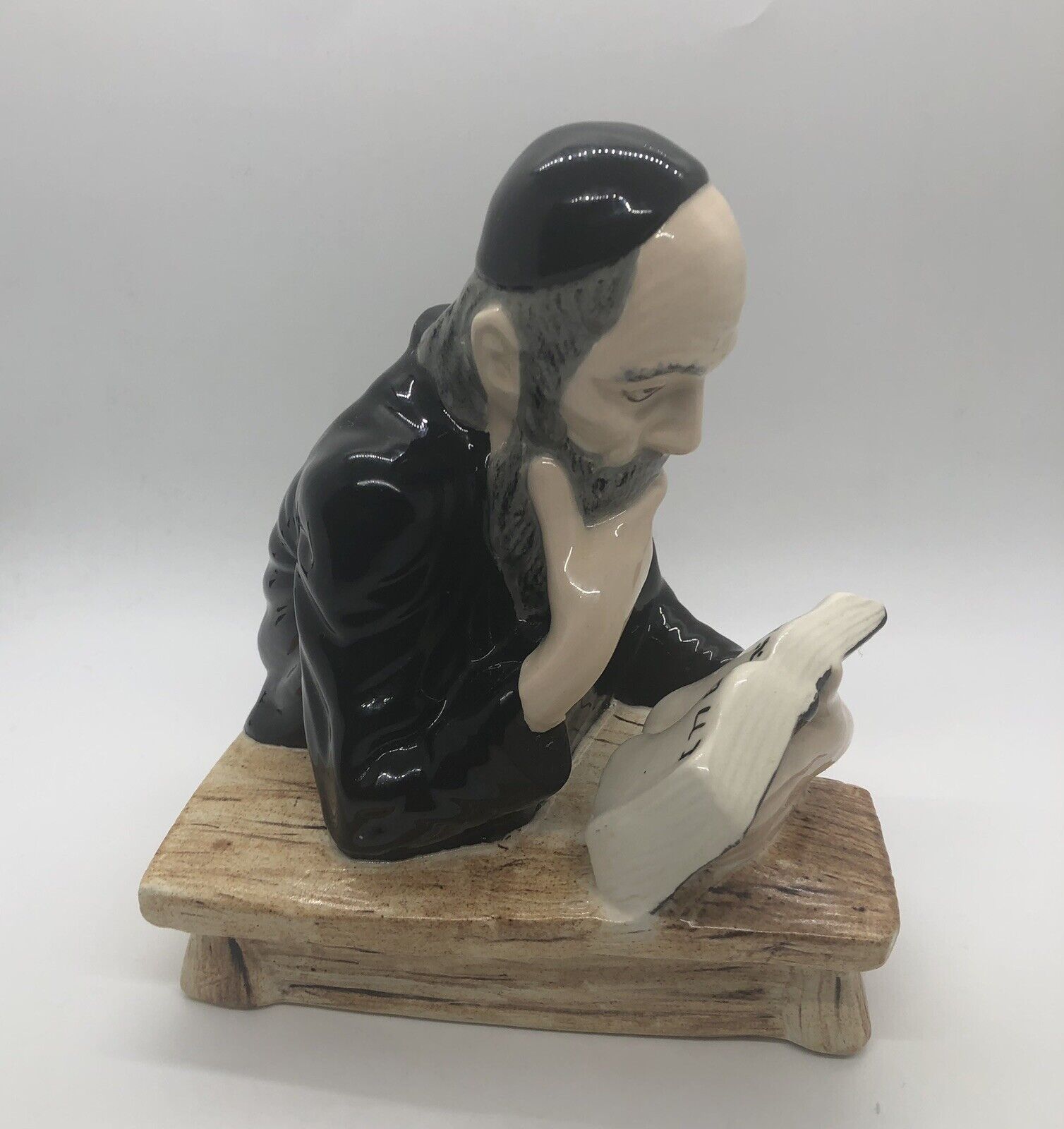 Rabbi Reading Torah Figurine Rabbi Reading 8”x5”x6” Glossy Finish Ceramic