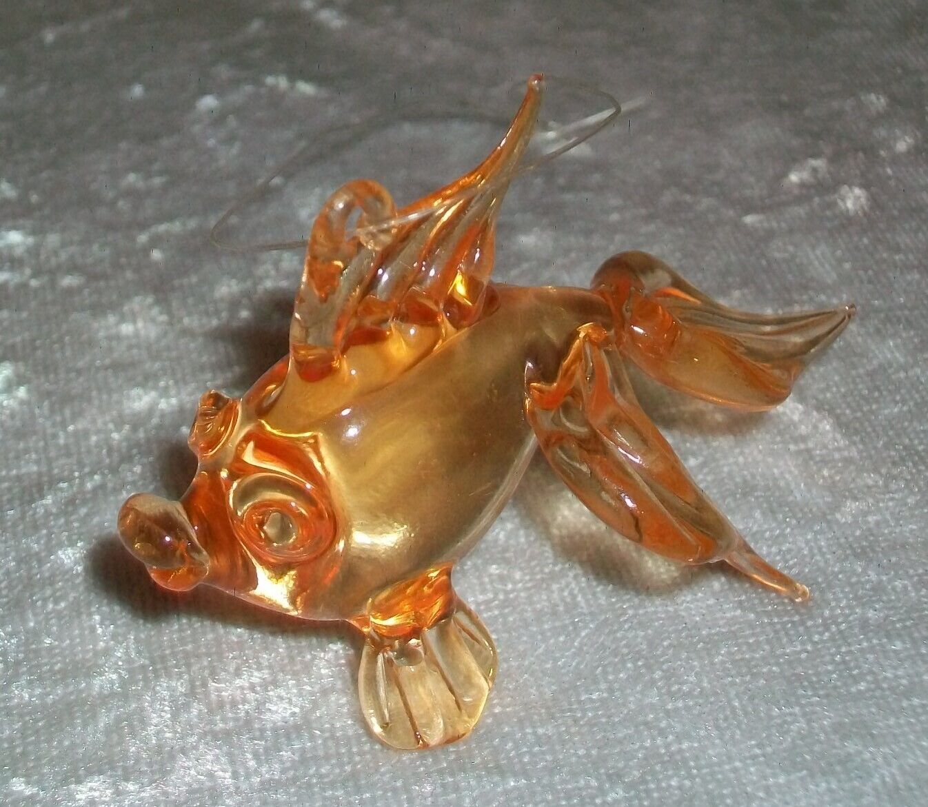 Vintage Miniature Hand Blown Orange Goldfish Fish Art Glass Ornament Figurine