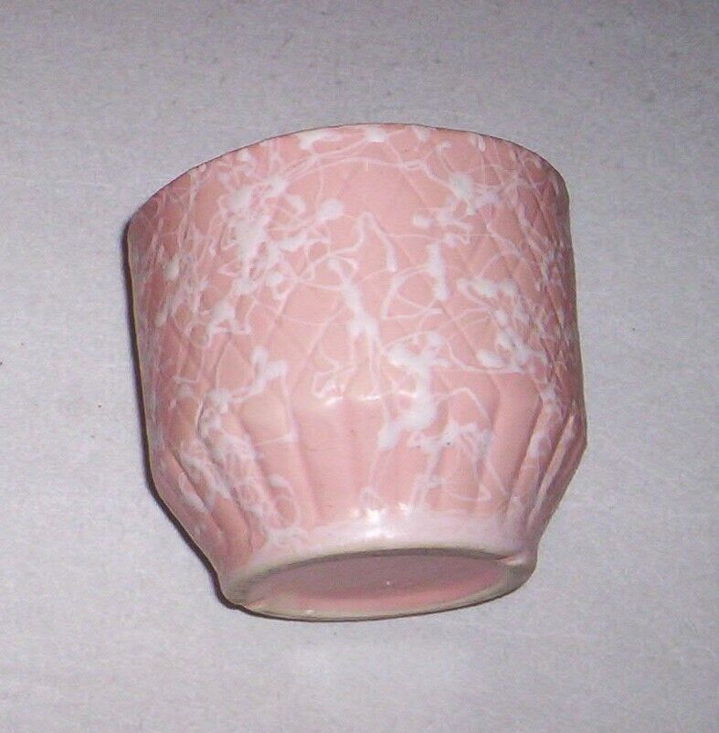 Vintage Shawnee PINK & White Mottled Flower  Pot Diamond pattern