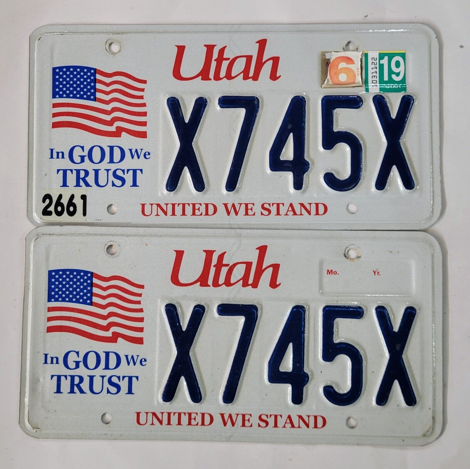UTAH Graphic License Plate Pair ~ X745X ~🔥FREE SHIPPING🔥UNITED WE STAND 