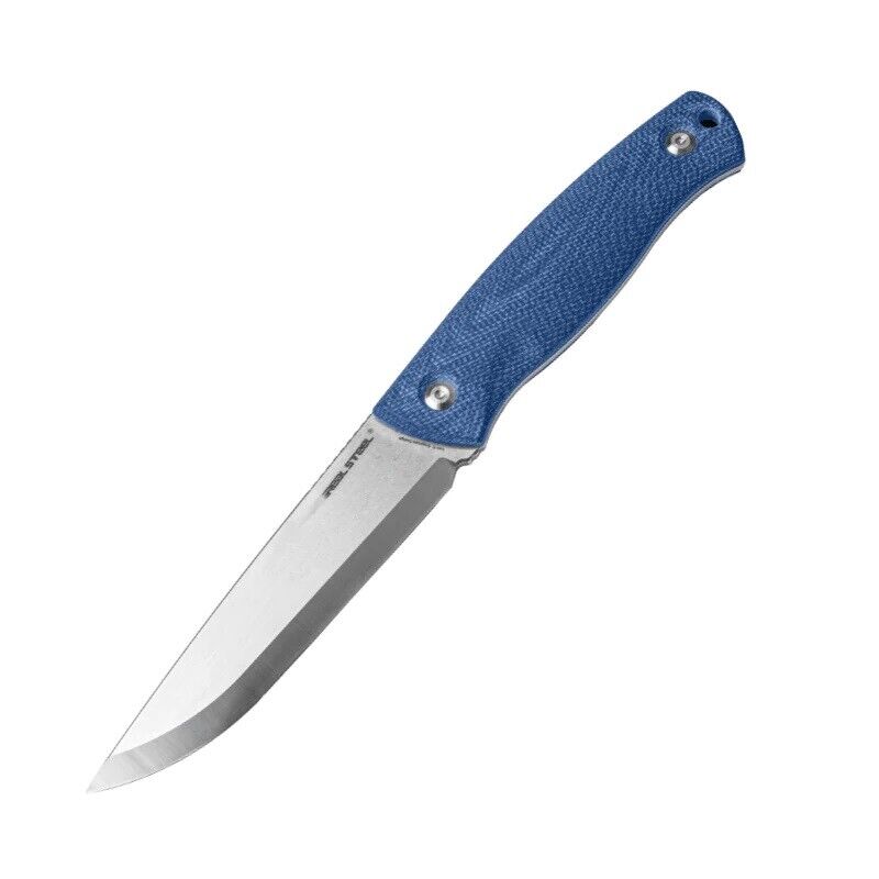 Real Steel Pathfinder Fixed Blade Knife Blue Micarta Handle 14C28N Plain 3851D