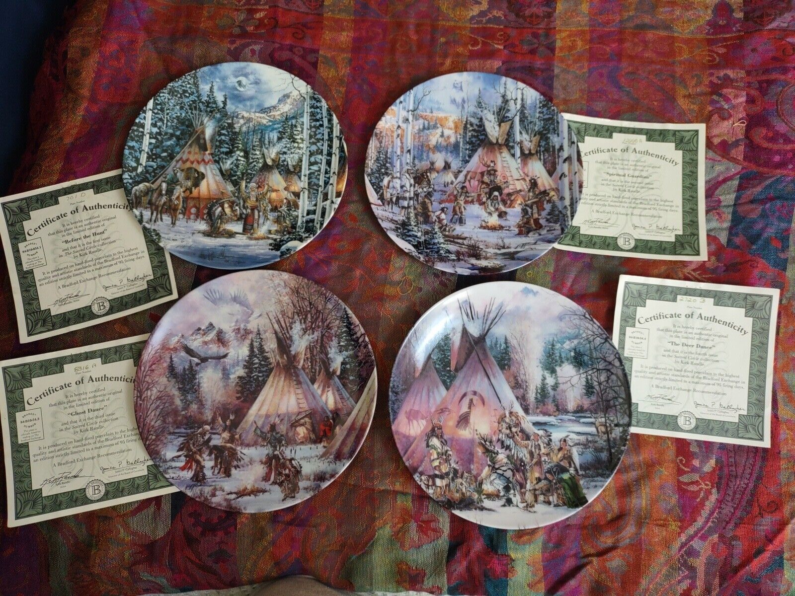 Vintage 1993 4 Plates Bradford Exchange Limited Edition Sacred Circle Collection