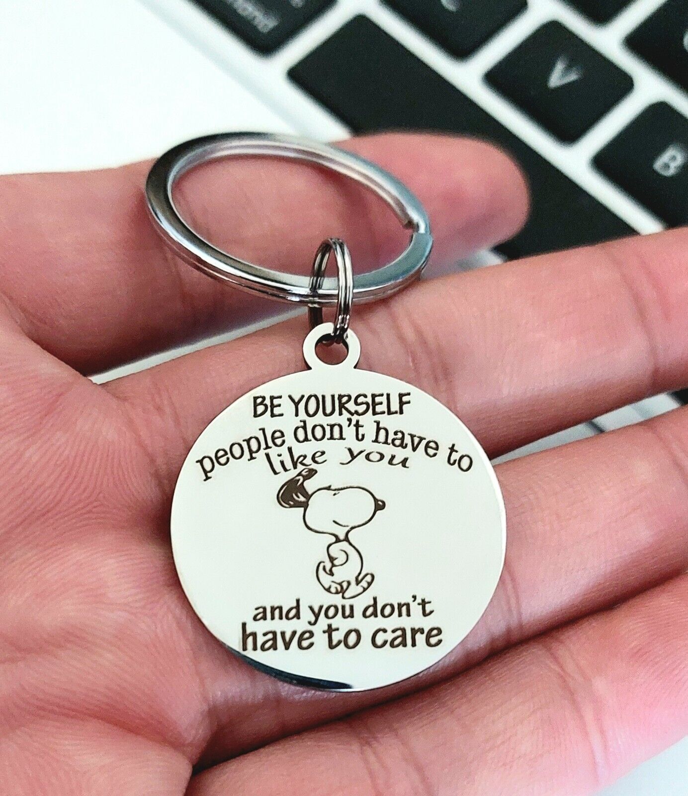 Snoopy Be Yourself inspiraition Keychain