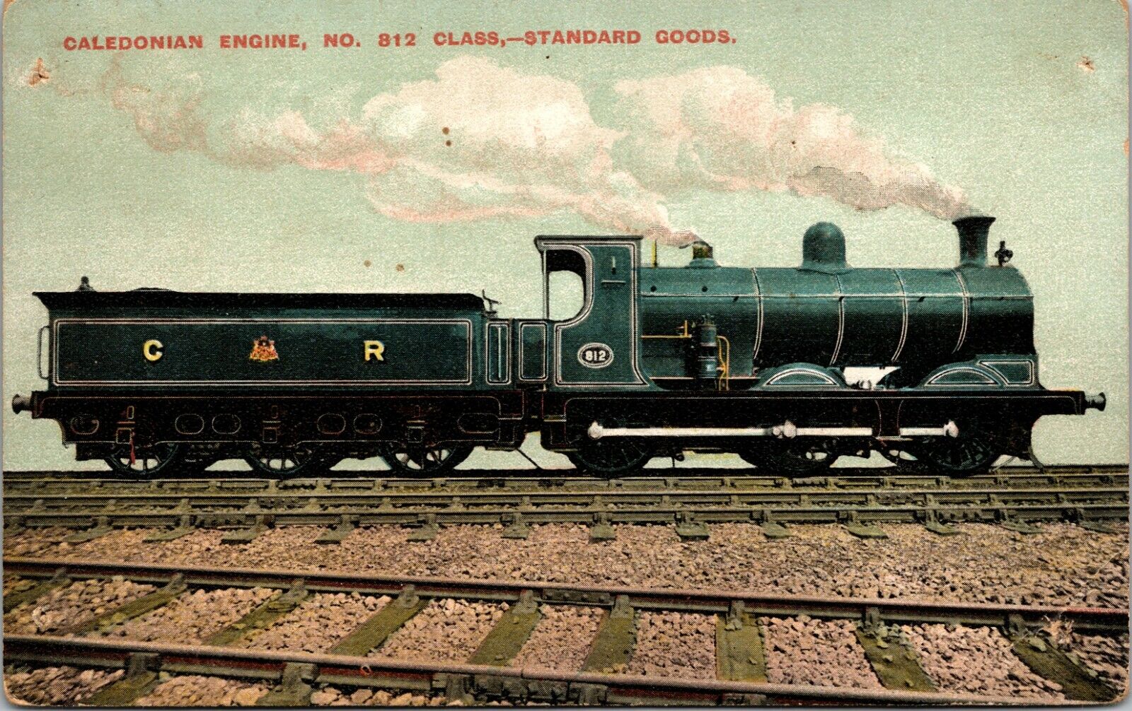 Caledonian Railway Co Passenger & Goods Engine RR Train Postcard