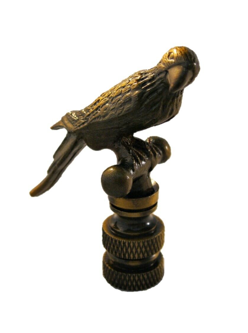 Lamp Finial-PARROT-Aged Brass Finish, Highly detailed metal casting