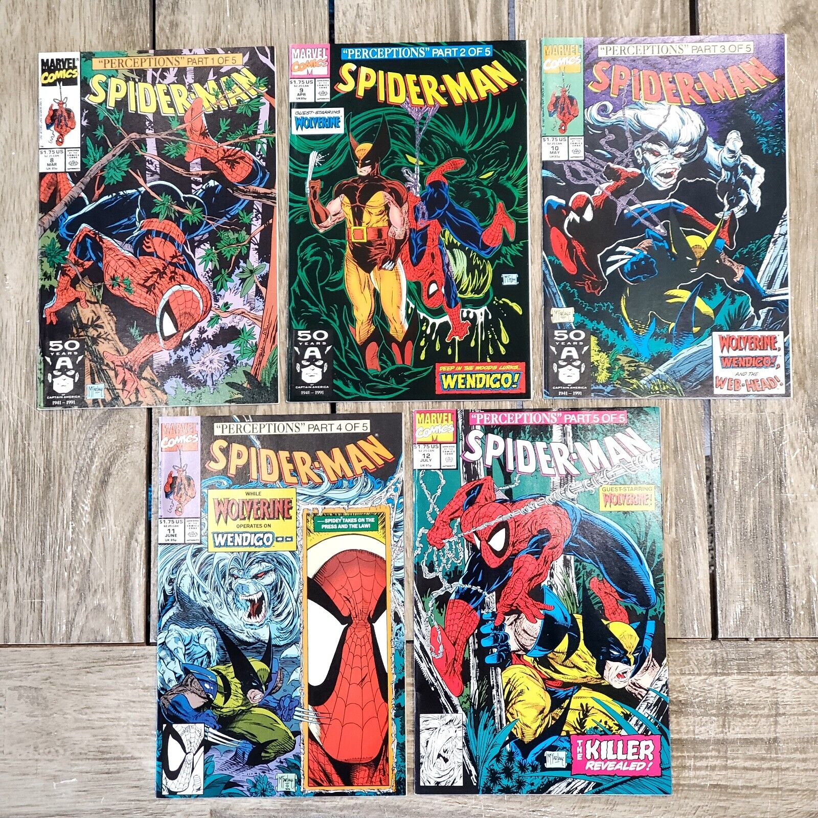 SPIDER-MAN PERCEPTIONS SET COMICS, PARTS 1-5 of 5, MCFARLANE 1991, #8-12, Marvel