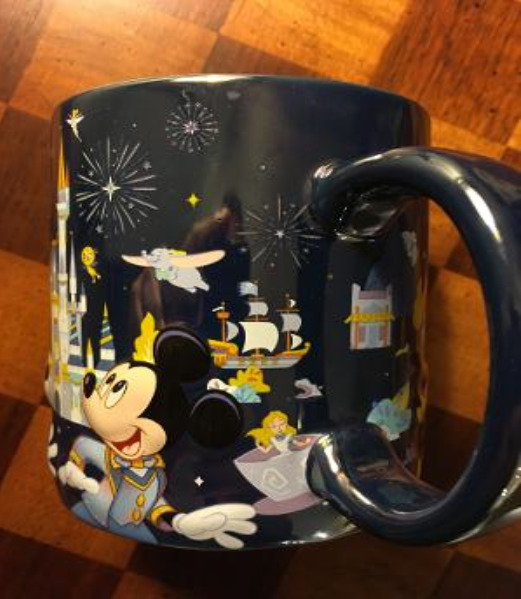 Disney World 50th Anniversary Mickey & Friends Blue Mug / Cup  Textured Surface