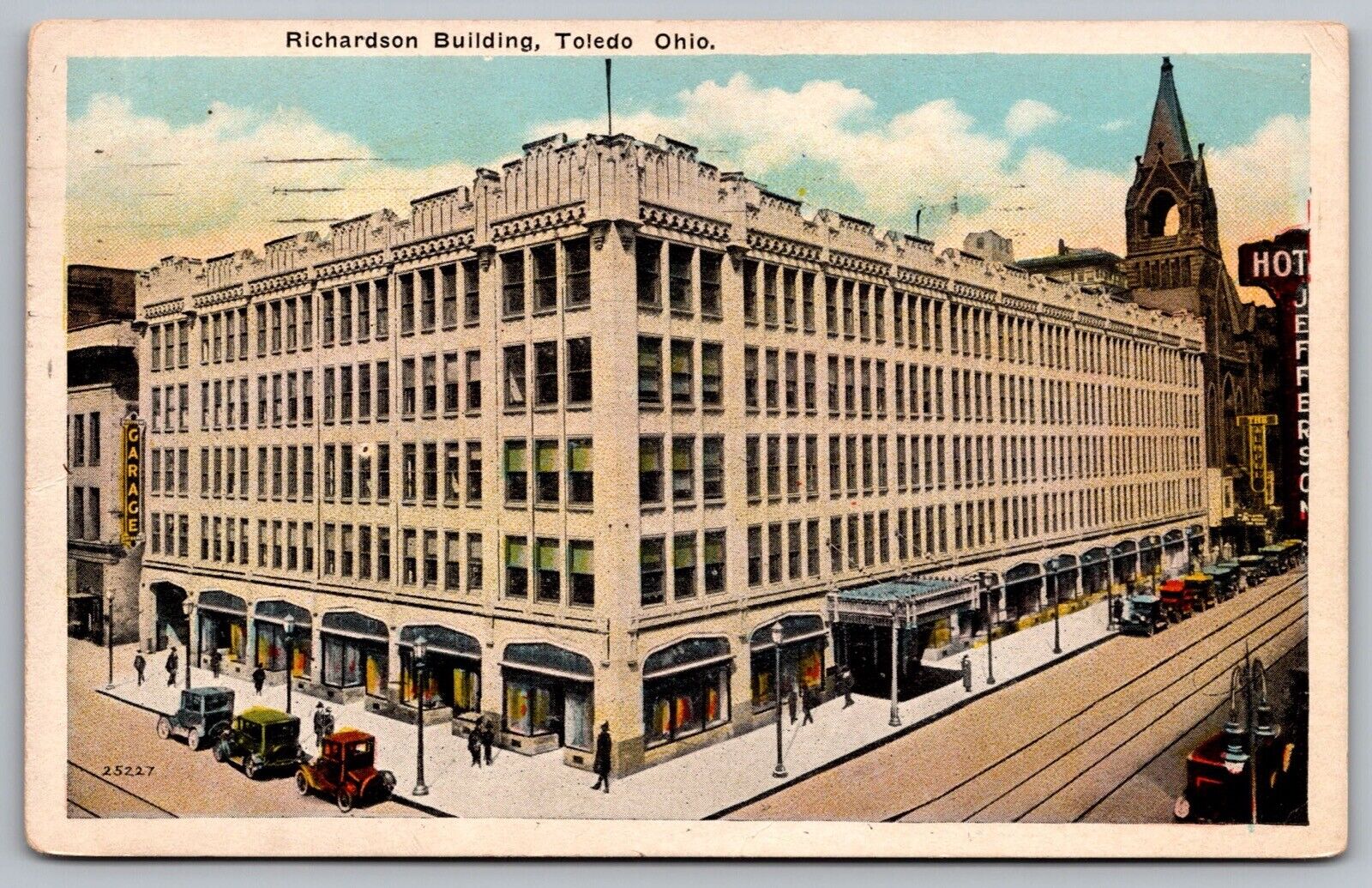 Ohio Toledo Richardson Building Birds Eye View Old Cars Vintage PM WOB Postcard