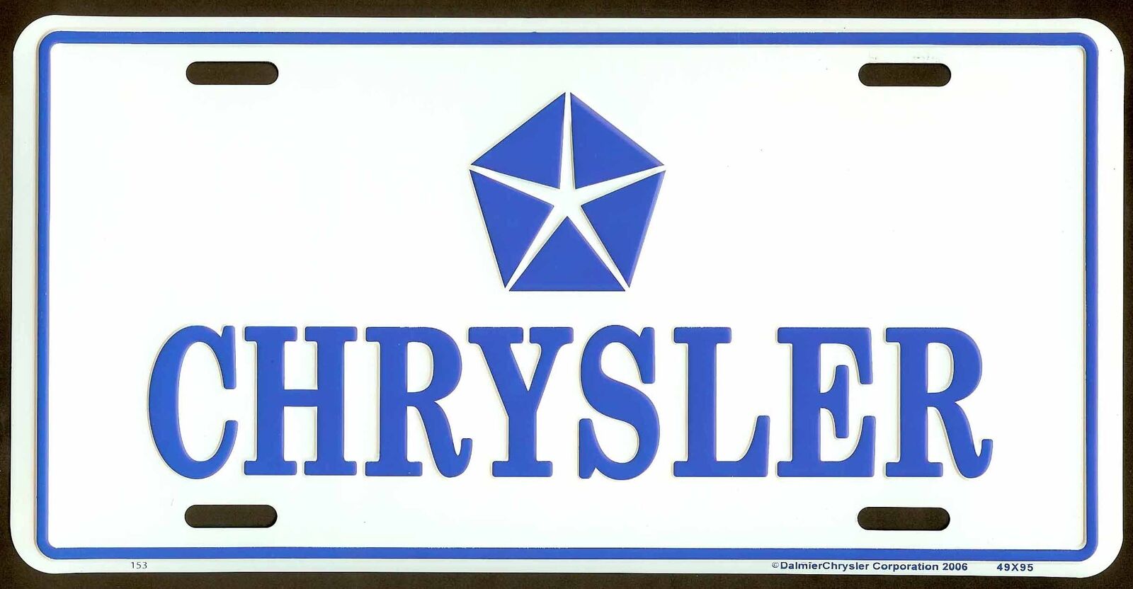 Chrysler License Plate Embossed Metal New Old Stock #2103