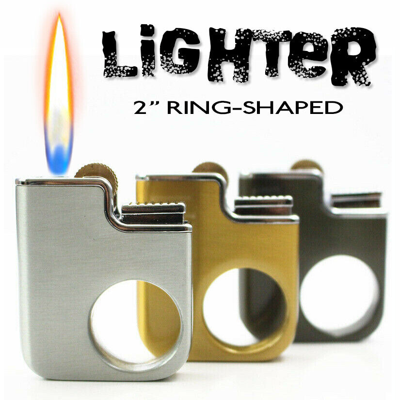 **METAL** Refillable Butane Gas Flame Mini Ring Lighter 'Man Gift' Idea 3 Colors