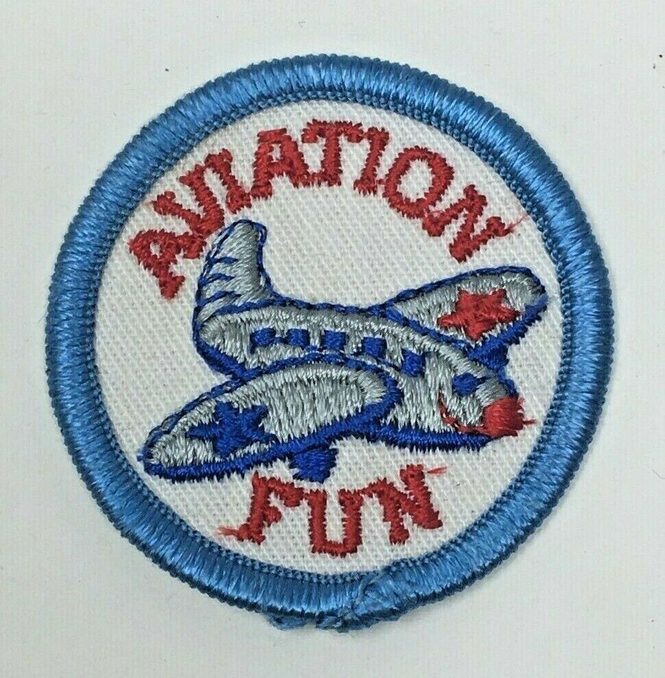 PATCH GSA Girl Scouts Aviation Fun Airplane Blue White